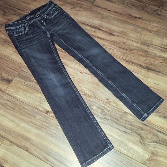 Vigoss Dark Crystal Bling Fit Straight Jeans NWOT - Picture 3 of 5